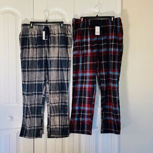 Set of Two Cuddl Duds Cozy Sleep Pants in Gray Plaid & Blue Plaid (XL) New w/tag